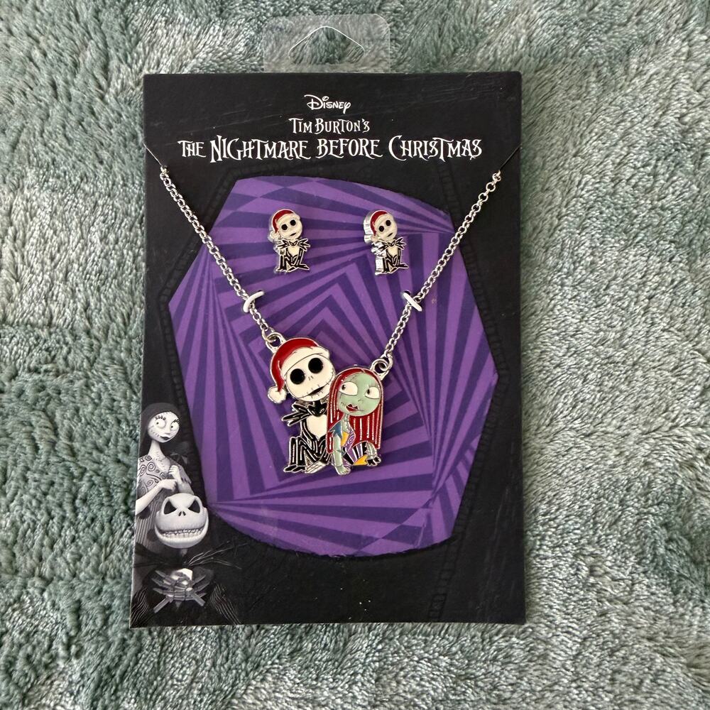 NWT Nightmare Before Christmas Jack & Sally Necklace Earrings